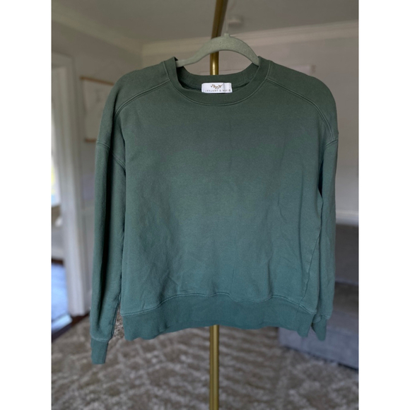 January & May Sweater Sage Green Crewneck Sweatshirt Minimal Cozy Buttery Soft S - Picture 2 of 6